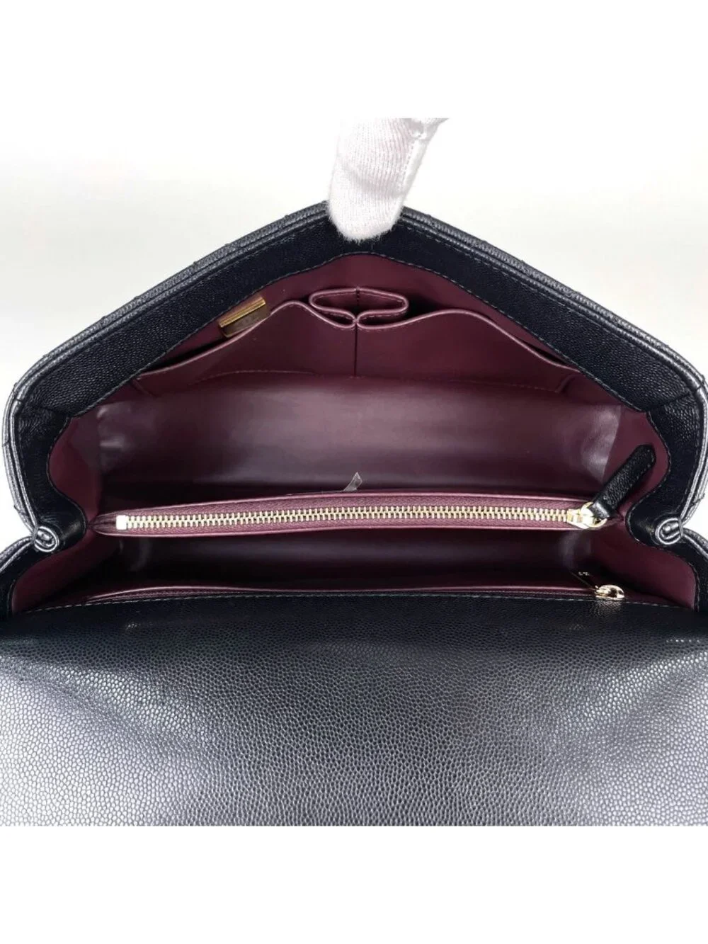 Chanel Large Top Handle Flap Bag Handbag CC Logo Quilted 2-Way Caviar Leather
